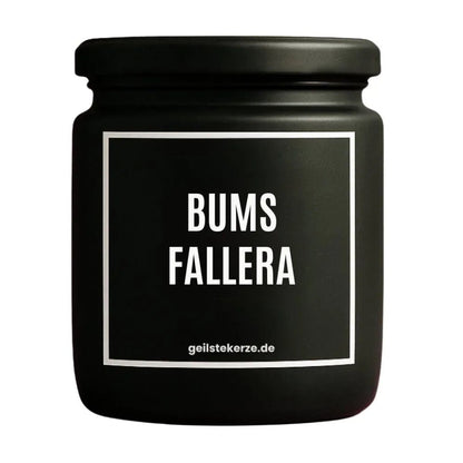 BUMS FALLERA Duftkerze Detail – weißes Sojawachs, handgemacht, geilstekerze.de