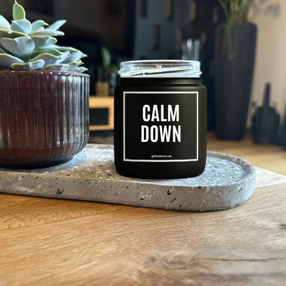 Vegane Bio-Kerze mit Spruch – CALM DOWN
