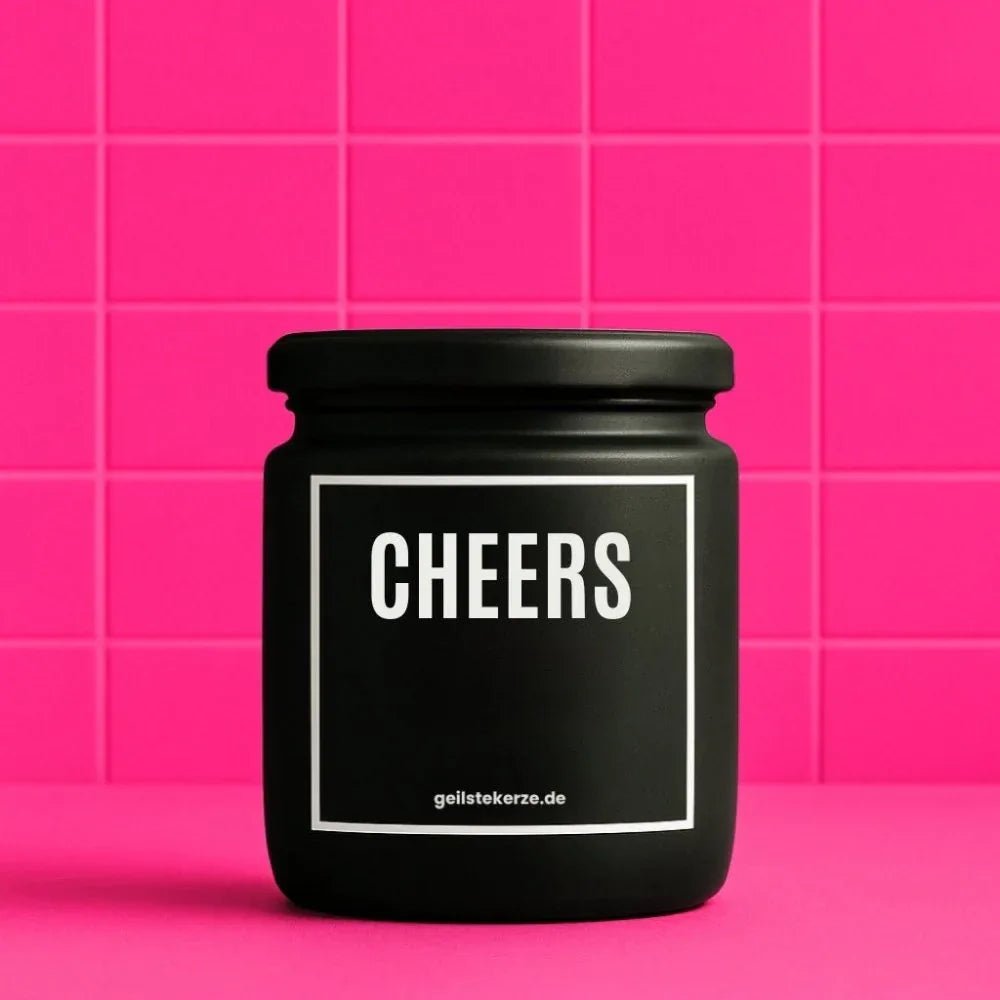 Vegane Bio-Kerze mit Spruch – CHEERS