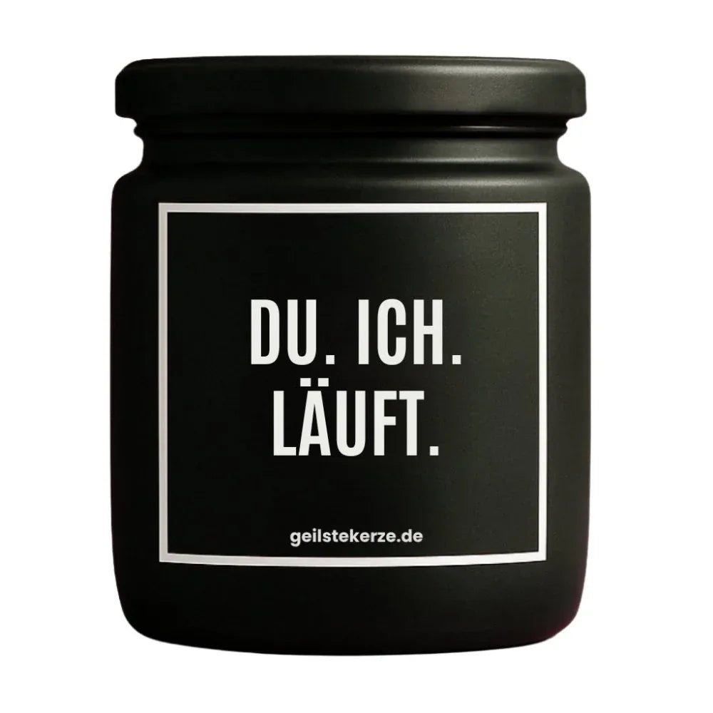 Vegane Bio-Kerze mit Spruch – DU. ICH. LÄUFT