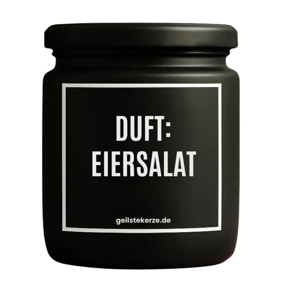 Vegane Bio-Kerze mit Spruch – DUFT: EIERSALAT