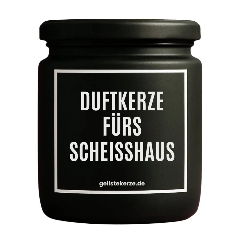 Vegane Bio-Kerze mit Spruch – DUFTKERZE FÜRS SCHEISSHAUS
