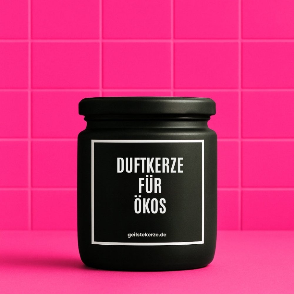 Duftkerze mit Spruch von geilstekerze ist der neue Geschenketrend. Diese witzige Kerze Vegane Bio-Kerze mit Spruch – DUFTKERZE FÜR ÖKOS brennt mega lange sagenhafte 80 Stunde, hochwertige ätherische Öle schaffen beste Duftverteilung. Mit 1400 lustigen Sprüchen perfekt zum Verschenken. Handgemacht in Deutschland von geilstekerze.de -Die beste Duftkerze die du kaufen kannst.