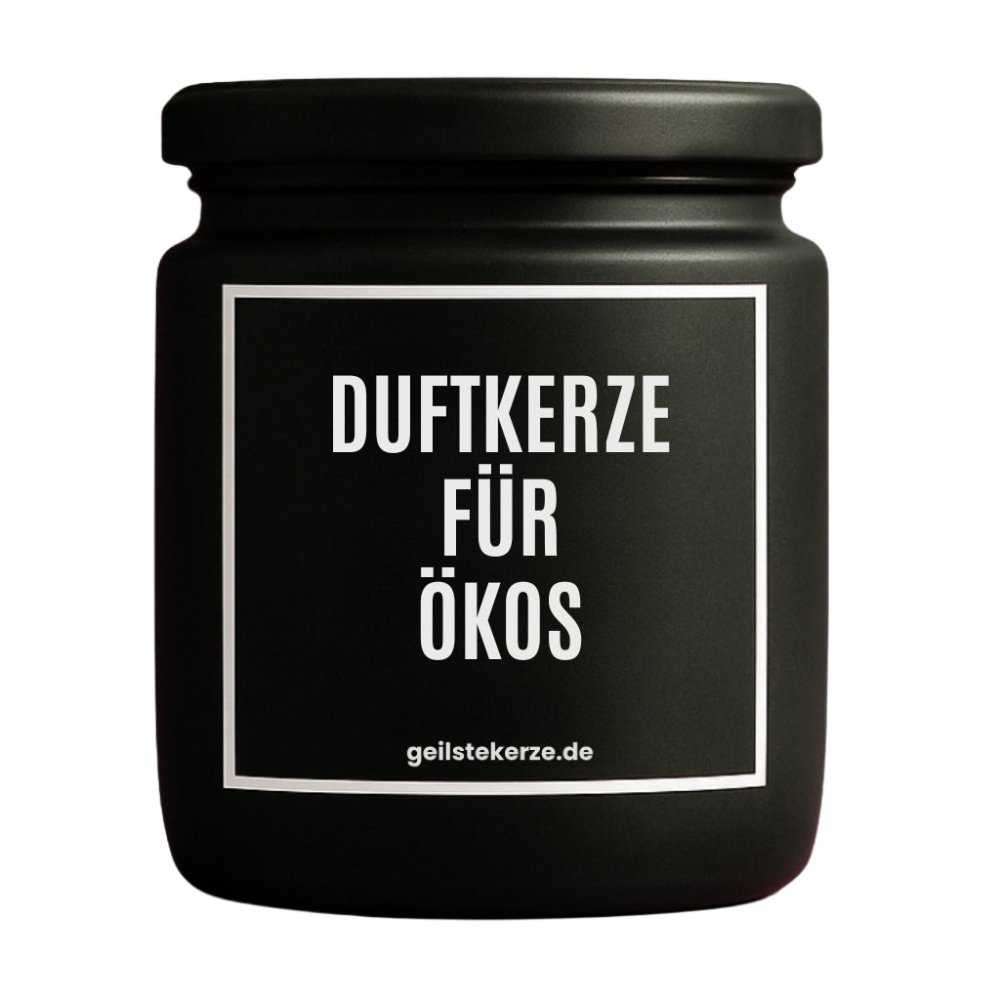 Duftkerze mit Spruch von geilstekerze ist der neue Geschenketrend. Diese witzige Kerze Vegane Bio-Kerze mit Spruch – DUFTKERZE FÜR ÖKOS brennt mega lange sagenhafte 80 Stunde, hochwertige ätherische Öle schaffen beste Duftverteilung. Mit 1400 lustigen Sprüchen perfekt zum Verschenken. Handgemacht in Deutschland von geilstekerze.de -Die beste Duftkerze die du kaufen kannst.