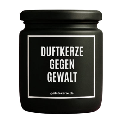 Duftkerze mit Spruch von geilstekerze ist der neue Geschenketrend. Diese witzige Kerze Vegane Bio-Kerze mit Spruch – DUFTKERZE GEGEN GEWALT brennt mega lange sagenhafte 80 Stunde, hochwertige ätherische Öle schaffen beste Duftverteilung. Mit 1400 lustigen Sprüchen perfekt zum Verschenken. Handgemacht in Deutschland von geilstekerze.de -Die beste Duftkerze die du kaufen kannst.