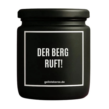 DER BERG RUFT Duftkerze Detail – weißes Sojawachs, handgemacht, geilstekerze.de