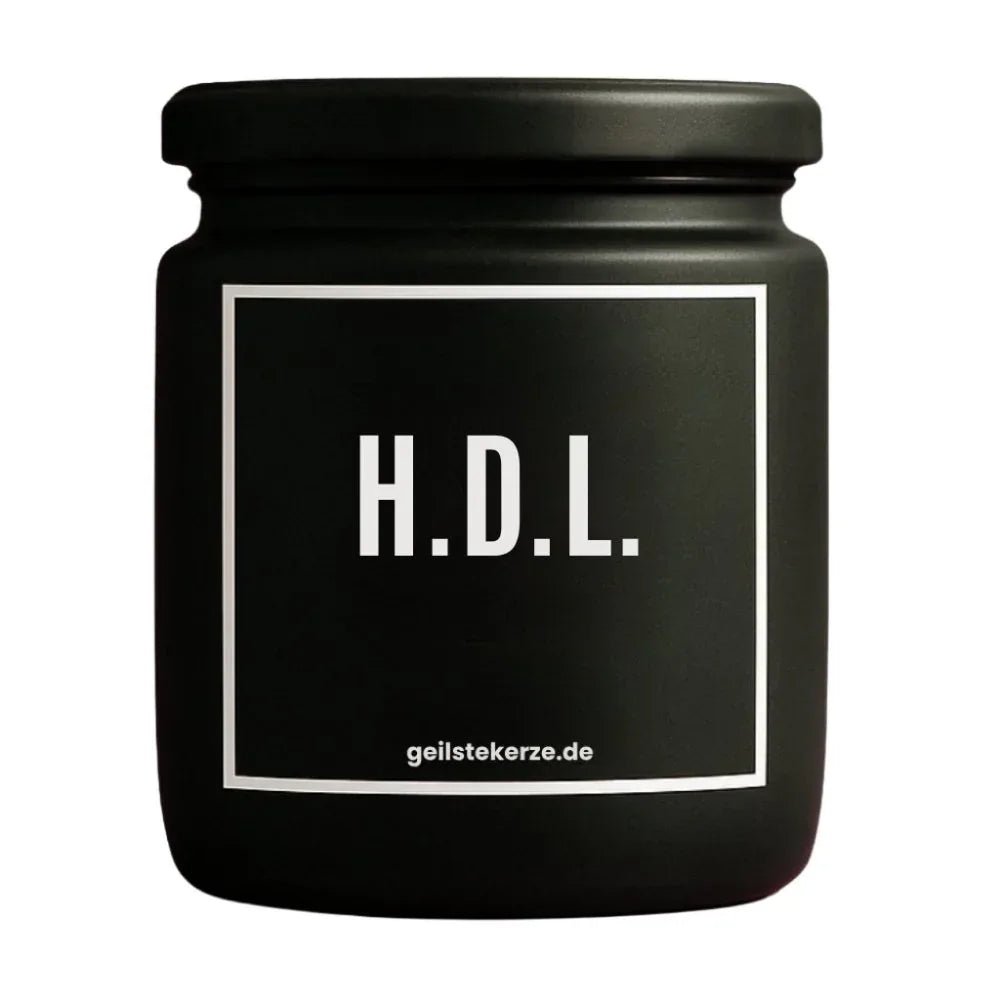 H.D.L. Hab dich lieb Duftkerze Detail – weißes Sojawachs, handgemacht