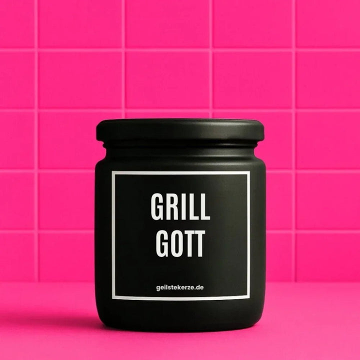GRILLGOTT Duftkerze im Glasgefäß – weißes Sojawachs, Grill-Spruch