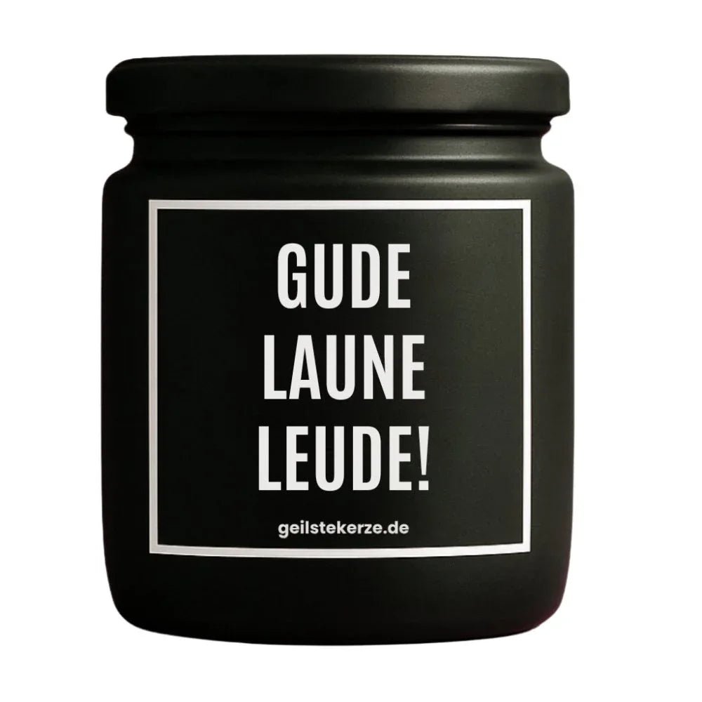 Vegane Bio-Kerze mit Spruch – GUDE LAUNE LEUDE!