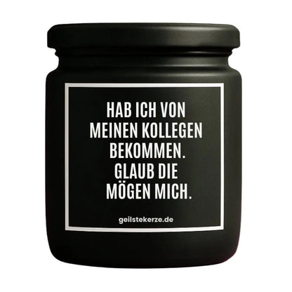 HAB ICH VON MEINEN KOLLEGEN BEKOMMEN Duftkerze Detail – Sojawachs, handgemacht