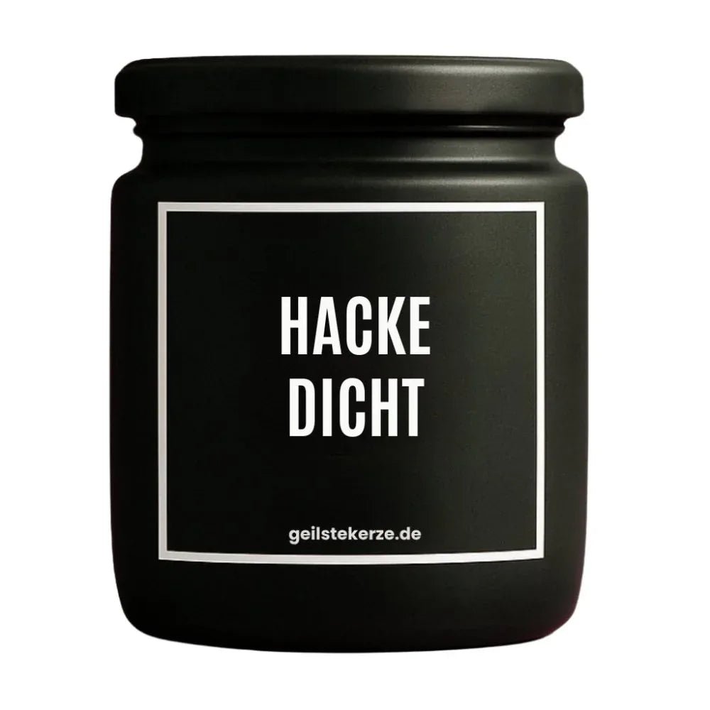 HACKE DICHT Duftkerze Detail – weißes Sojawachs, handgemacht, geilstekerze.de