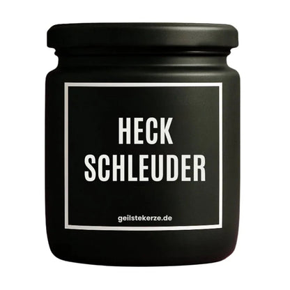 HECKSCHLEUDER Duftkerze Detail – weißes Sojawachs, handgemacht