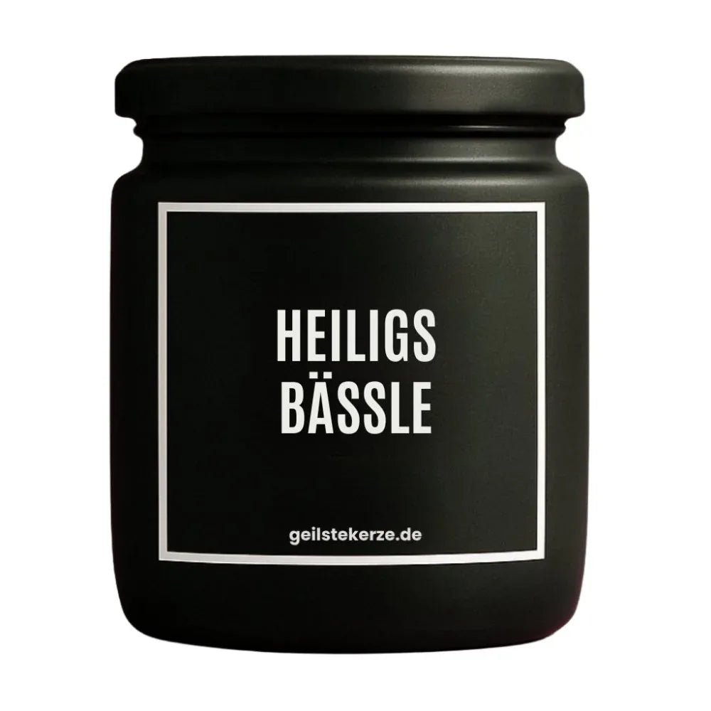 HEILIGS BÄSSLE Duftkerze Detail – weißes Sojawachs, handgemacht