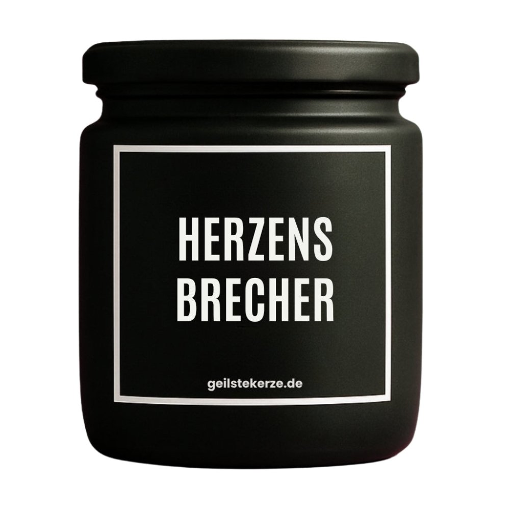 Duftkerze mit Spruch von geilstekerze ist der neue Geschenketrend. Diese witzige Kerze Vegane Bio-Kerze mit Spruch – HERZENSBRECHER brennt mega lange sagenhafte 80 Stunde, hochwertige ätherische Öle schaffen beste Duftverteilung. Mit 1400 lustigen Sprüchen perfekt zum Verschenken. Handgemacht in Deutschland von geilstekerze.de -Die beste Duftkerze die du kaufen kannst.
