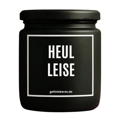 HEUL LEISE Duftkerze Detail – weißes Sojawachs, handgemacht