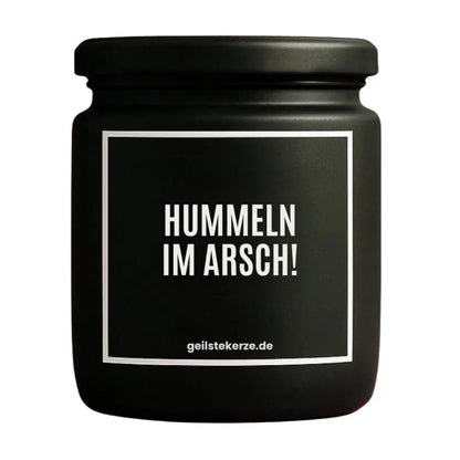 HUMMELN IM ARSCH Duftkerze Detail – weißes Sojawachs, handgemacht