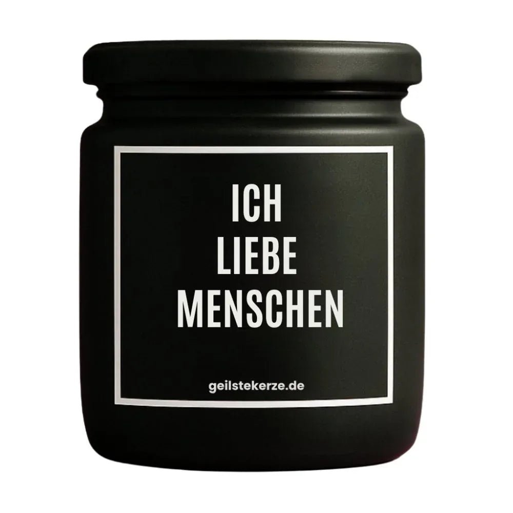 Vegane Bio-Kerze mit Spruch – ICH LIEBE MENSCHEN