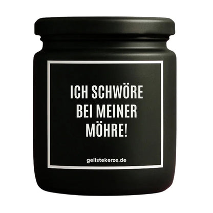 Duftkerze mit Spruch von geilstekerze ist der neue Geschenketrend. Diese witzige Kerze Vegane Bio-Kerze mit Spruch – ICH SCHWÖRE BEI MEINER MÖHRE brennt mega lange sagenhafte 80 Stunde, hochwertige ätherische Öle schaffen beste Duftverteilung. Mit 1400 lustigen Sprüchen perfekt zum Verschenken. Handgemacht in Deutschland von geilstekerze.de -Die beste Duftkerze die du kaufen kannst.