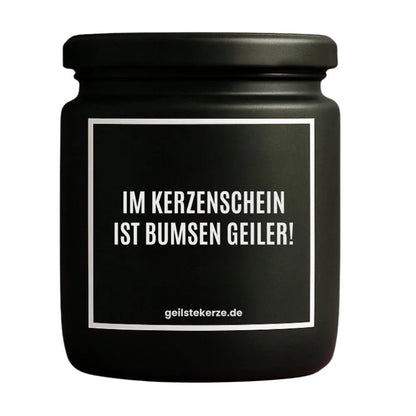 IM KERZENSCHEIN IST BUMSEN GEILER Duftkerze Detail – Sojawachs