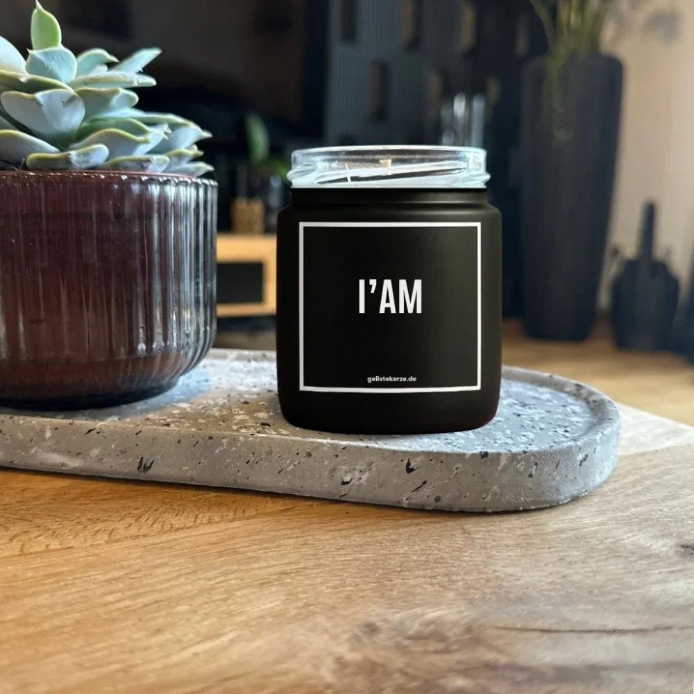 Vegane Bio-Kerze mit Spruch – JZ! I‘AM