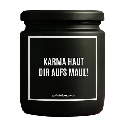 KARMA HAUT DIR AUFS MAUL Duftkerze Detail – Sojawachs, handgemacht