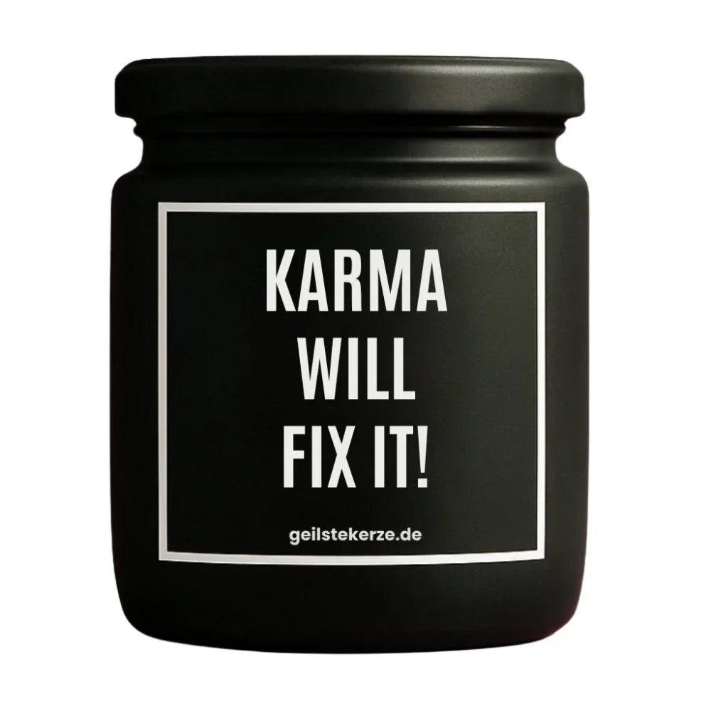 KARMA WILL FIX IT Duftkerze Detail – Sojawachs, handgemacht