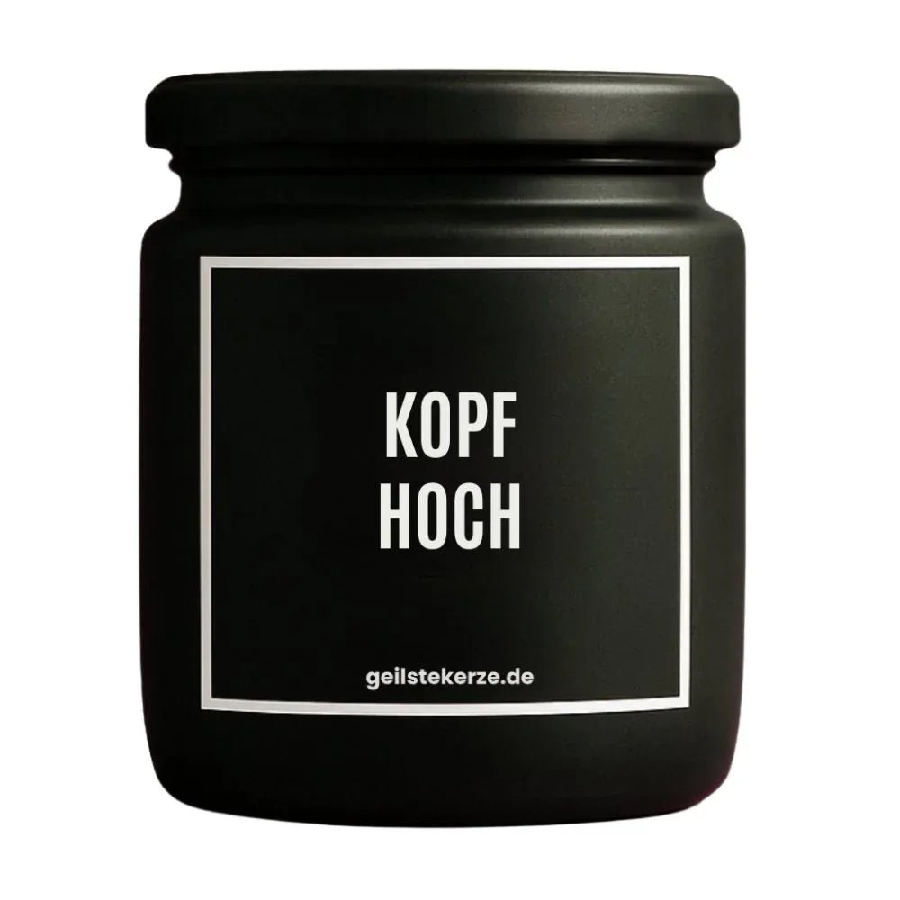 Vegane Bio-Kerze mit Spruch – KOPF HOCH