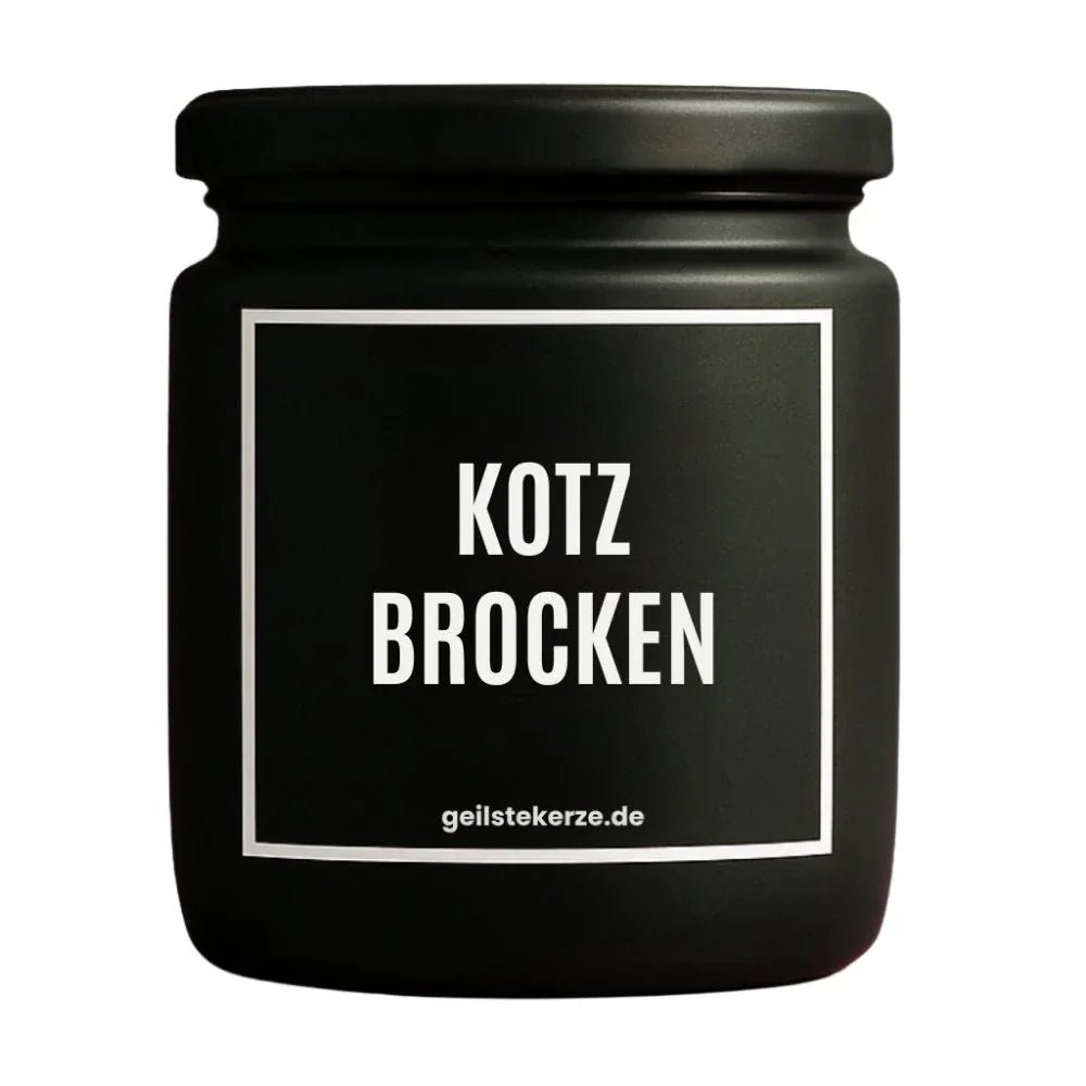 Duftkerze mit Spruch von geilstekerze ist der neue Geschenketrend. Diese witzige Kerze Vegane Bio-Kerze mit Spruch – KOTZBROCKEN brennt mega lange sagenhafte 80 Stunde, hochwertige ätherische Öle schaffen beste Duftverteilung. Mit 1400 lustigen Sprüchen perfekt zum Verschenken. Handgemacht in Deutschland von geilstekerze.de -Die beste Duftkerze die du kaufen kannst.