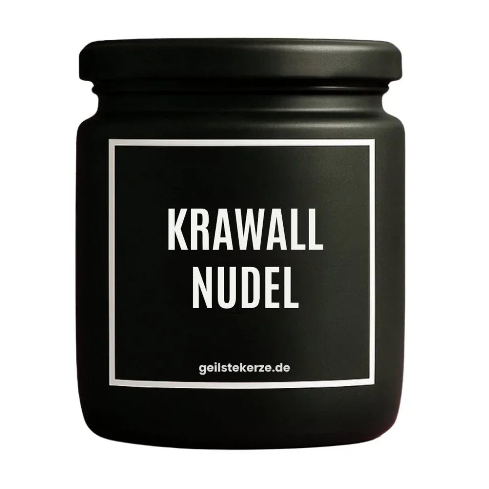 Duftkerze mit Spruch von geilstekerze ist der neue Geschenketrend. Diese witzige Kerze Vegane Bio-Kerze mit Spruch – KRAWALLNUDEL brennt mega lange sagenhafte 80 Stunde, hochwertige ätherische Öle schaffen beste Duftverteilung. Mit 1400 lustigen Sprüchen perfekt zum Verschenken. Handgemacht in Deutschland von geilstekerze.de -Die beste Duftkerze die du kaufen kannst.