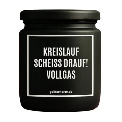 KREISLAUF SCHEISS DRAUF VOLLGAS Duftkerze Detail – Sojawachs, handgemacht