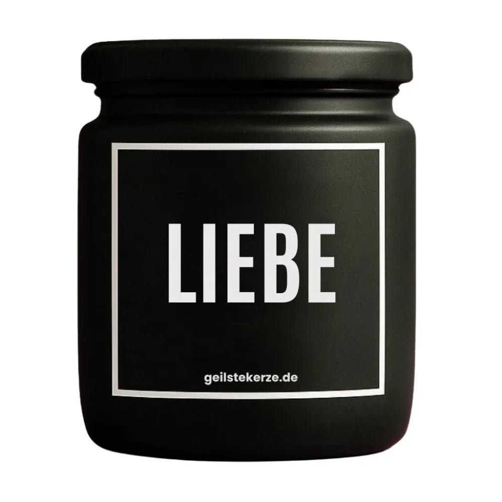 LIEBE Duftkerze Detail – weißes Sojawachs, handgemacht, geilstekerze.de