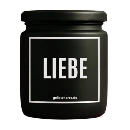 LIEBE Duftkerze Detail – weißes Sojawachs, handgemacht, geilstekerze.de