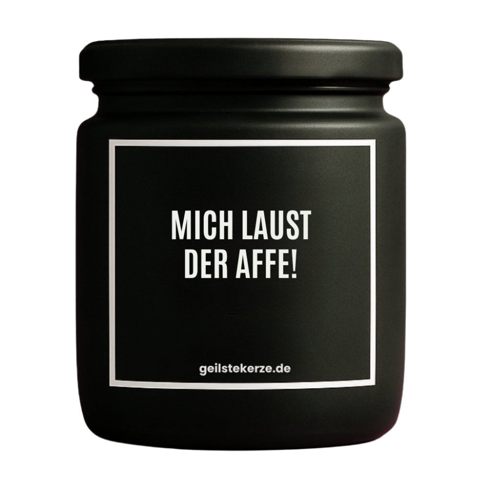 Duftkerze mit Spruch von geilstekerze ist der neue Geschenketrend. Diese witzige Kerze Vegane Bio-Kerze mit Spruch – MICH LAUST DER AFFE! brennt mega lange sagenhafte 80 Stunde, hochwertige ätherische Öle schaffen beste Duftverteilung. Mit 1400 lustigen Sprüchen perfekt zum Verschenken. Handgemacht in Deutschland von geilstekerze.de -Die beste Duftkerze die du kaufen kannst.