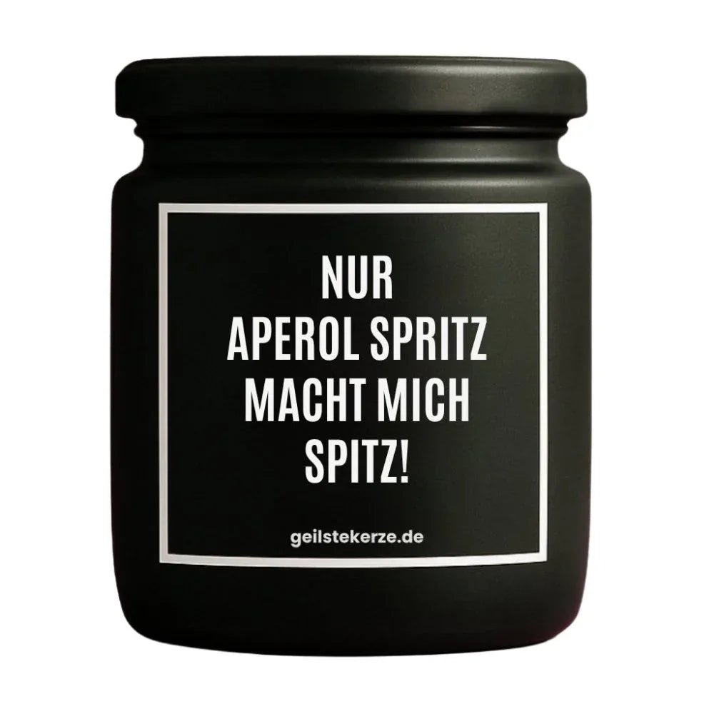 Duftkerze mit Spruch von geilstekerze ist der neue Geschenketrend. Diese witzige Kerze Vegane Bio-Kerze mit Spruch – NUR APEROL SPRITZ MACHT MICH SPITZ! brennt mega lange sagenhafte 80 Stunde, hochwertige ätherische Öle schaffen beste Duftverteilung. Mit 1400 lustigen Sprüchen perfekt zum Verschenken. Handgemacht in Deutschland von geilstekerze.de -Die beste Duftkerze die du kaufen kannst.