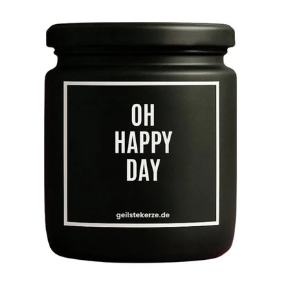 OH HAPPY DAY Duftkerze Detail – weißes Sojawachs, handgemacht