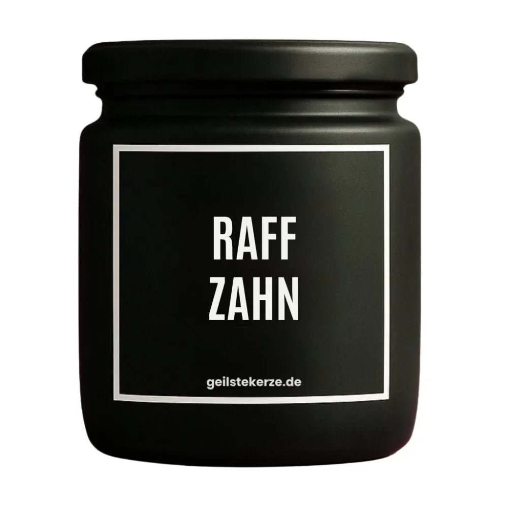 Vegane Bio-Kerze mit Spruch – RAFFZAHN