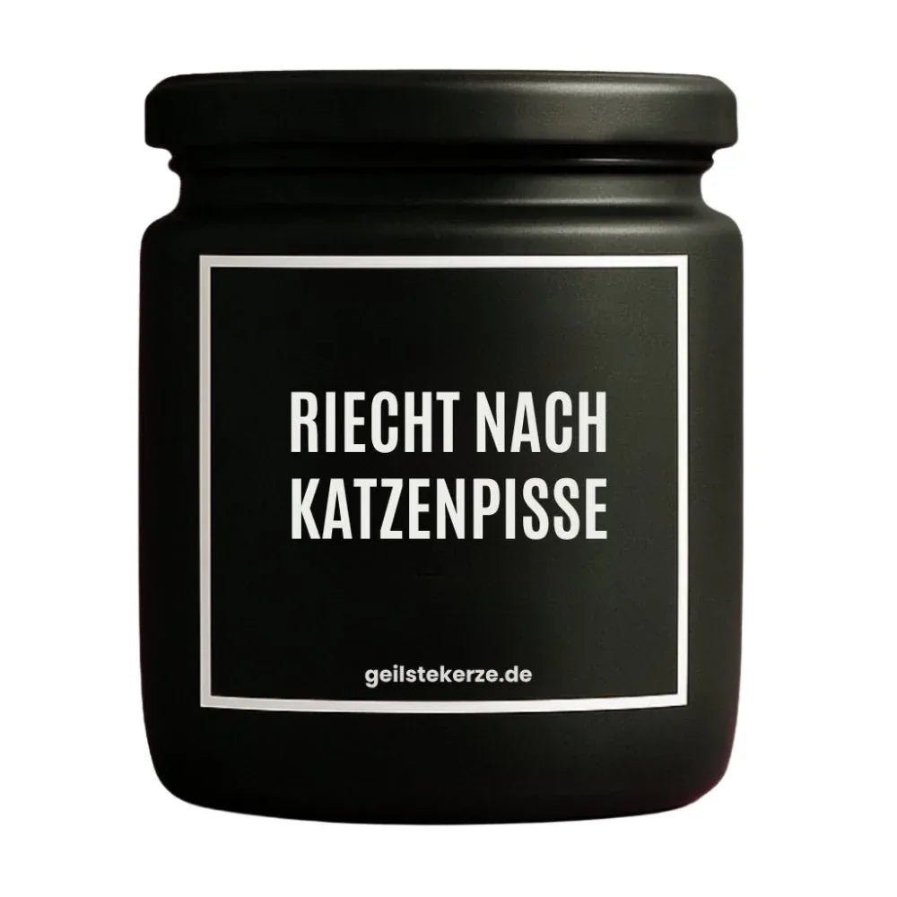 Vegane Bio-Kerze mit Spruch – RIECHT NACH KATZENPISSE