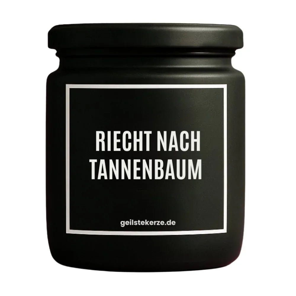Vegane Bio-Kerze mit Spruch – RIECHT NACH TANNENBAUM