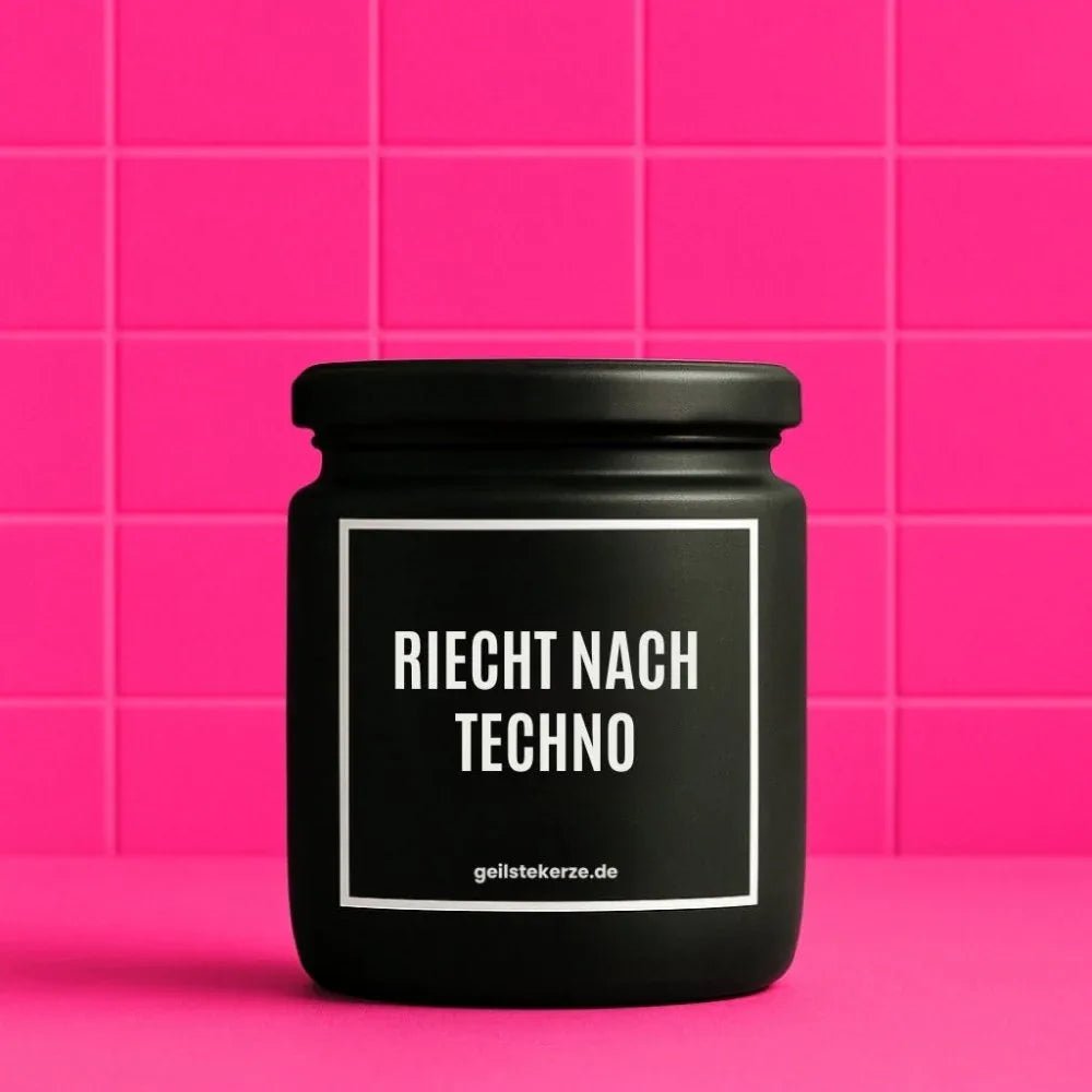Vegane Bio-Kerze mit Spruch – RIECHT NACH TECHNO