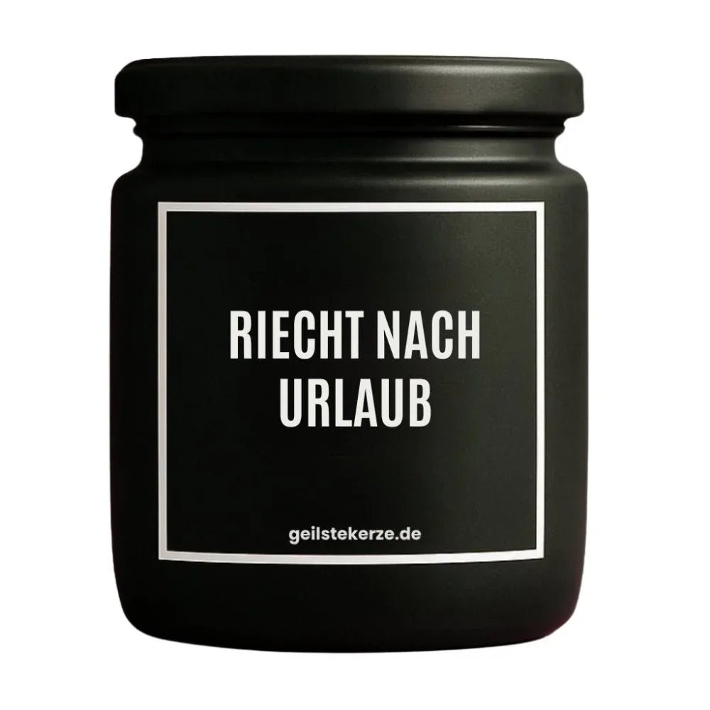 Vegane Bio-Kerze mit Spruch – RIECHT NACH URLAUB