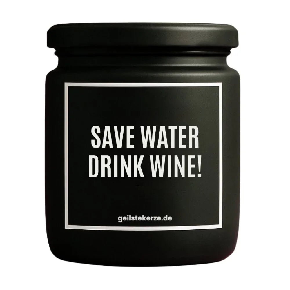 Vegane Bio-Kerze mit Spruch – SAVE WATER DRINK WINE!