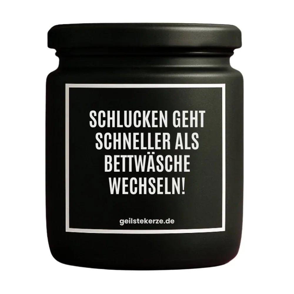 SCHLUCKEN GEHT SCHNELLER Duftkerze Detail – Sojawachs, handgemacht