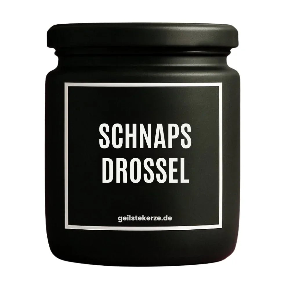 Duftkerze mit Spruch von geilstekerze ist der neue Geschenketrend. Diese witzige Kerze Vegane Bio-Kerze mit Spruch – SCHNAPSDROSSEL brennt mega lange sagenhafte 80 Stunde, hochwertige ätherische Öle schaffen beste Duftverteilung. Mit 1400 lustigen Sprüchen perfekt zum Verschenken. Handgemacht in Deutschland von geilstekerze.de -Die beste Duftkerze die du kaufen kannst.