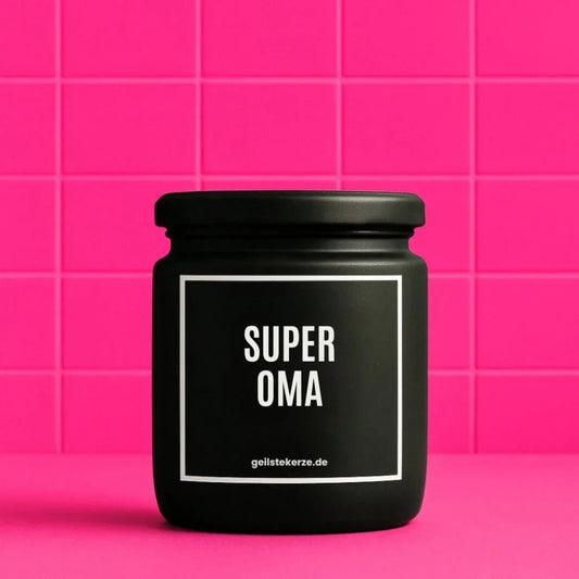 Vegane Bio-Kerze mit Spruch – SUPEROMA