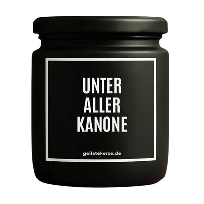 UNTER ALLER KANONE Duftkerze Detail – weißes Sojawachs, handgemacht