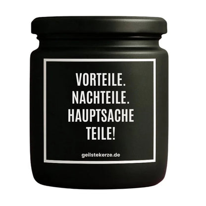 VORTEILE NACHTEILE HAUPTSACHE TEILE Duftkerze Detail – handgemacht