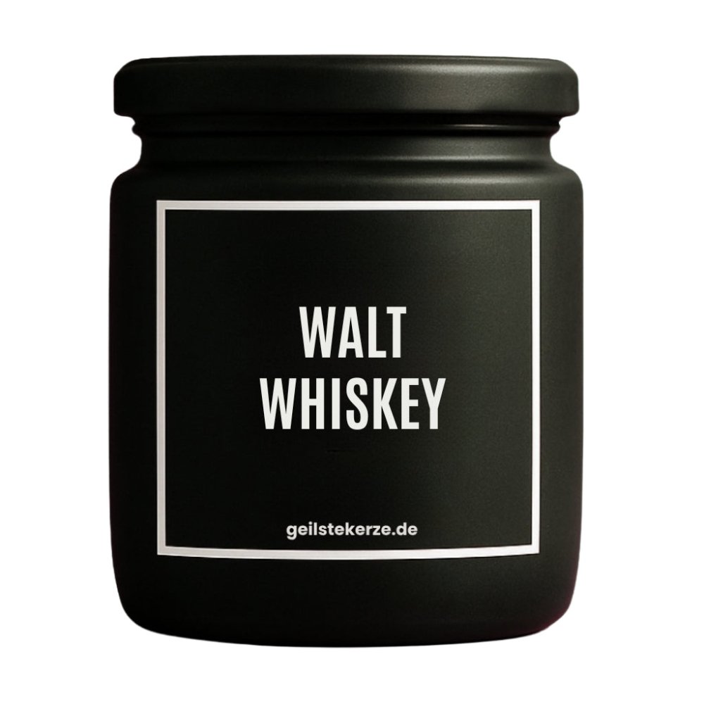 Duftkerze mit Spruch von geilstekerze ist der neue Geschenketrend. Diese witzige Kerze Vegane Bio-Kerze mit Spruch – WALT WHISKEY brennt mega lange sagenhafte 80 Stunde, hochwertige ätherische Öle schaffen beste Duftverteilung. Mit 1400 lustigen Sprüchen perfekt zum Verschenken. Handgemacht in Deutschland von geilstekerze.de -Die beste Duftkerze die du kaufen kannst.