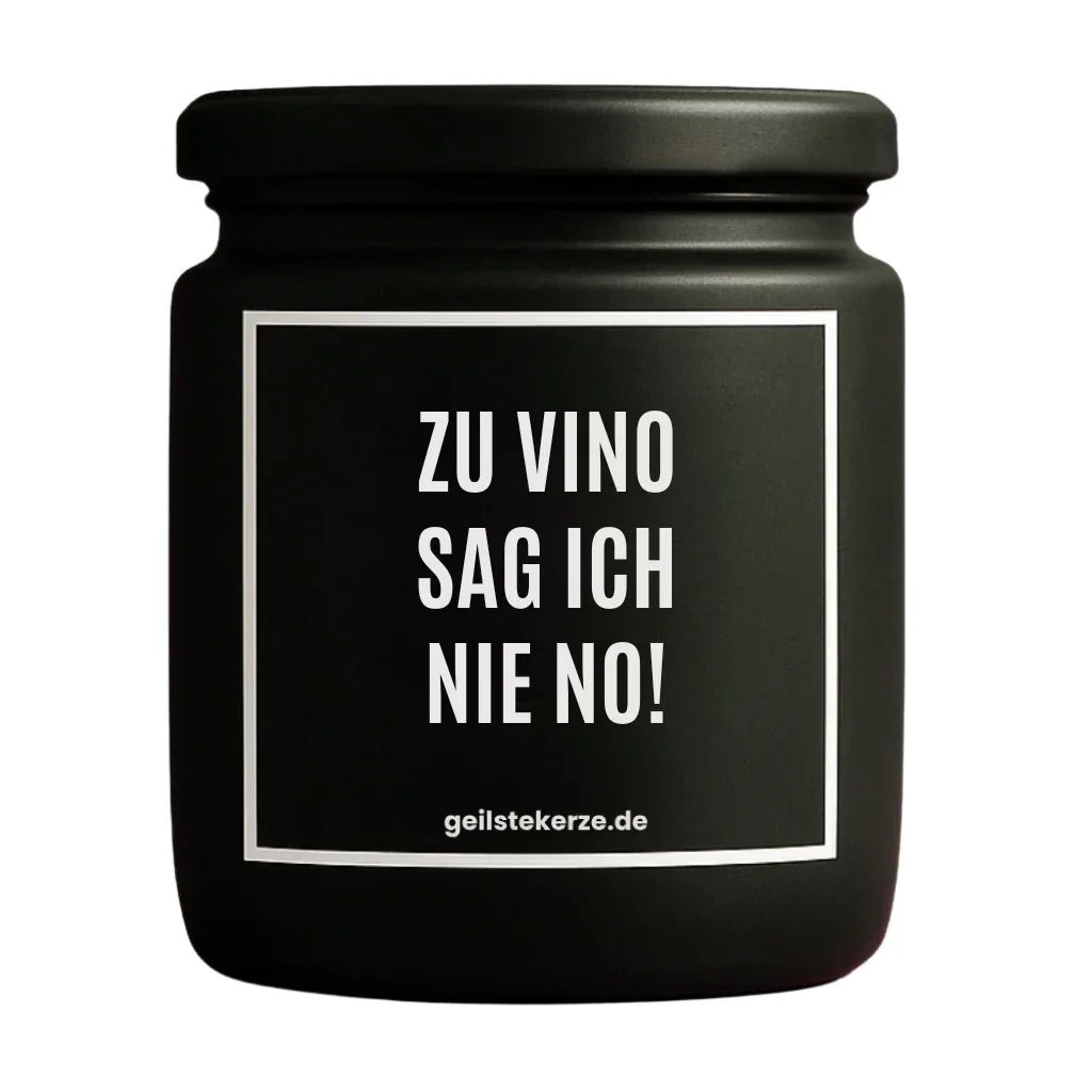ZU VINO SAG ICH NIE NO Duftkerze Detail – weißes Sojawachs, handgemacht